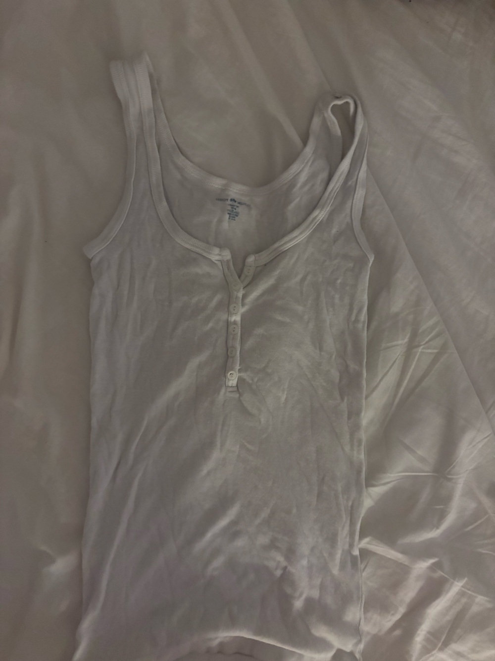 Brandy Melville White Ribbed Henley Tank